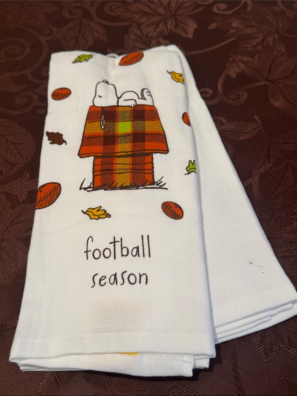 🏈🍂Rae Dunn Snoopy 'Football Season' Kitchen Towel Set